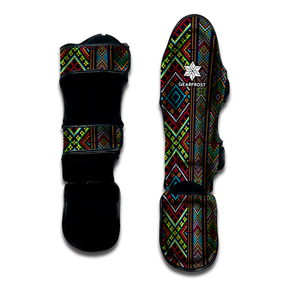 Pixel Ethnic Pattern Print Muay Thai Shin Guard