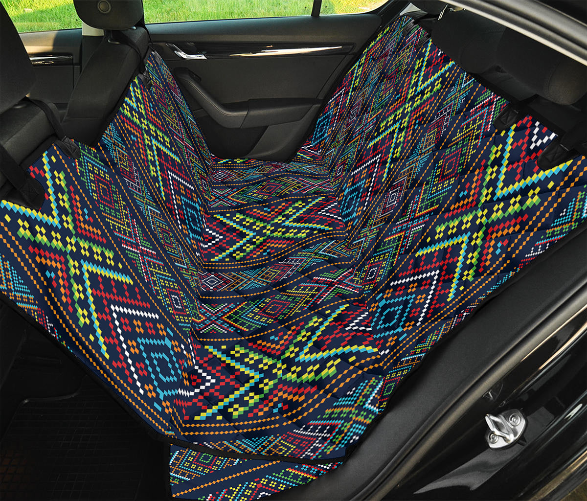 Pixel Ethnic Pattern Print Pet Car Back Seat Cover