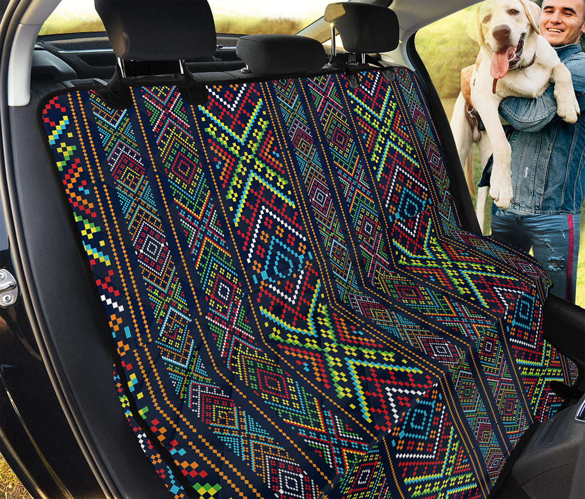 Pixel Ethnic Pattern Print Pet Car Back Seat Cover
