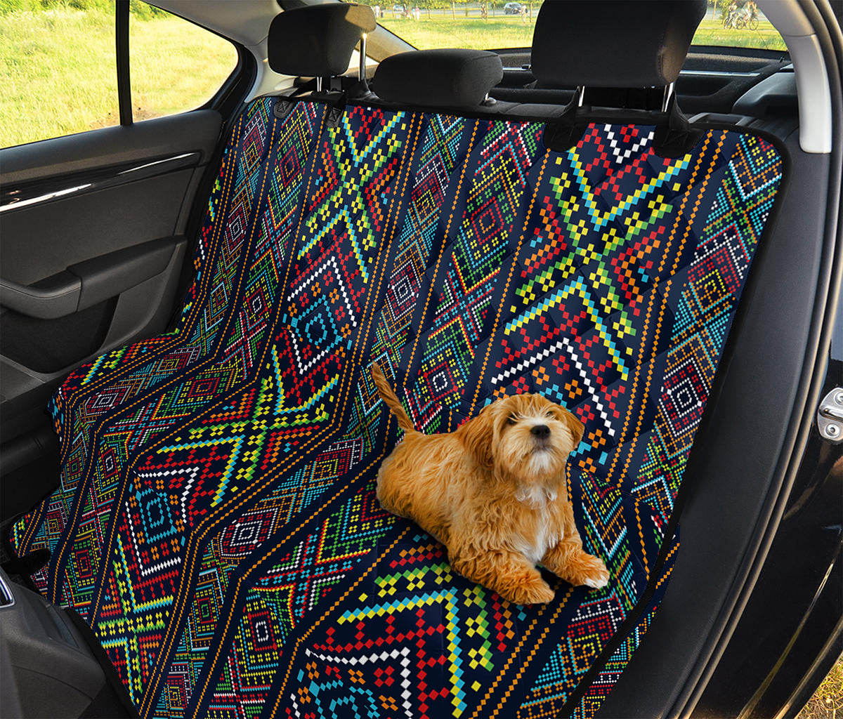 Pixel Ethnic Pattern Print Pet Car Back Seat Cover