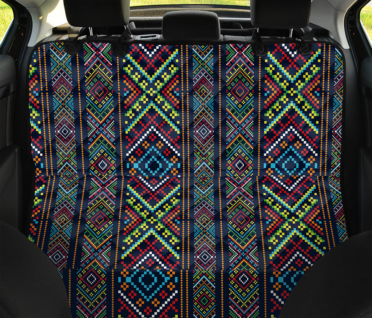 Pixel Ethnic Pattern Print Pet Car Back Seat Cover