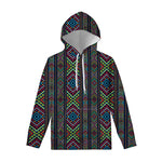 Pixel Ethnic Pattern Print Pullover Hoodie