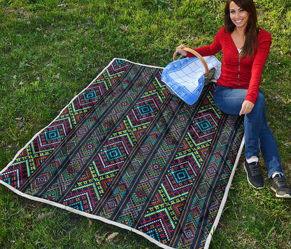 Pixel Ethnic Pattern Print Quilt