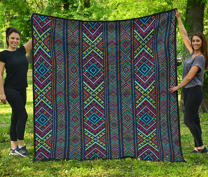 Pixel Ethnic Pattern Print Quilt