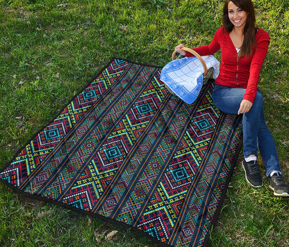 Pixel Ethnic Pattern Print Quilt
