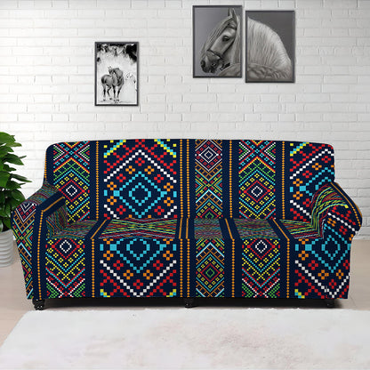 Pixel Ethnic Pattern Print Sofa Cover