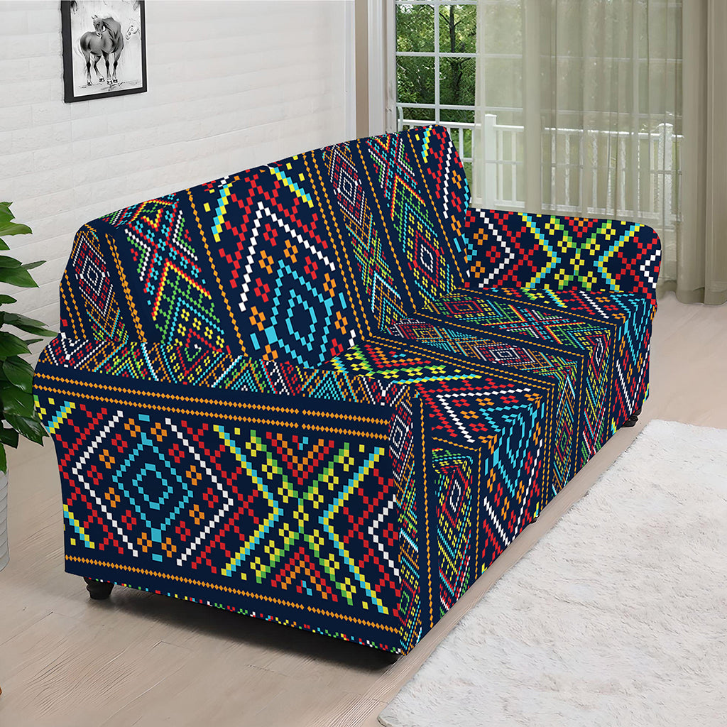 Pixel Ethnic Pattern Print Sofa Cover