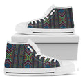 Pixel Ethnic Pattern Print White High Top Sneakers