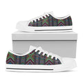 Pixel Ethnic Pattern Print White Low Top Sneakers