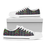 Pixel Ethnic Pattern Print White Low Top Shoes