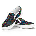 Pixel Ethnic Pattern Print White Slip On Sneakers
