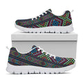 Pixel Ethnic Pattern Print White Running Shoes