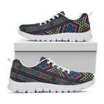 Pixel Ethnic Pattern Print White Sneakers