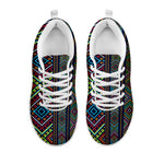 Pixel Ethnic Pattern Print White Sneakers