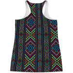 Pixel Ethnic Pattern Print Women's Racerback Tank Top