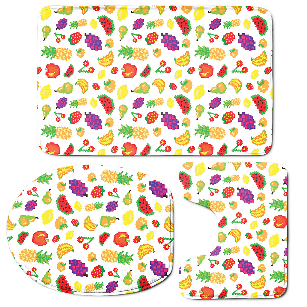 Pixel Fruits Pattern Print 3 Piece Bath Mat Set