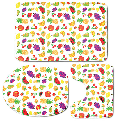Pixel Fruits Pattern Print 3 Piece Bath Mat Set