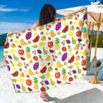 Pixel Fruits Pattern Print Beach Sarong Wrap