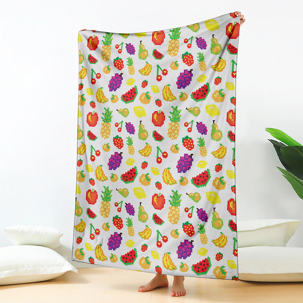 Pixel Fruits Pattern Print Blanket
