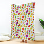 Pixel Fruits Pattern Print Blanket