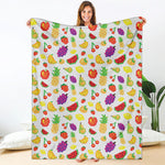 Pixel Fruits Pattern Print Blanket