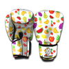Pixel Fruits Pattern Print Boxing Gloves
