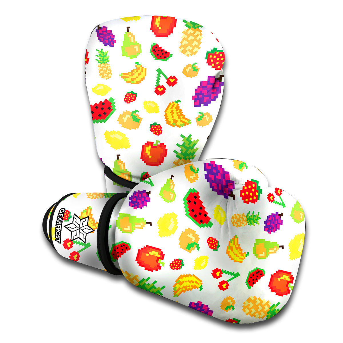 Pixel Fruits Pattern Print Boxing Gloves