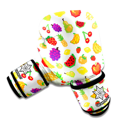 Pixel Fruits Pattern Print Boxing Gloves