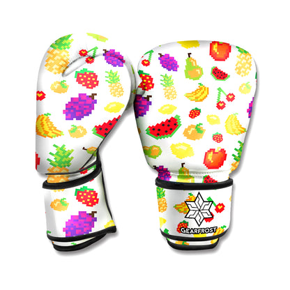 Pixel Fruits Pattern Print Boxing Gloves