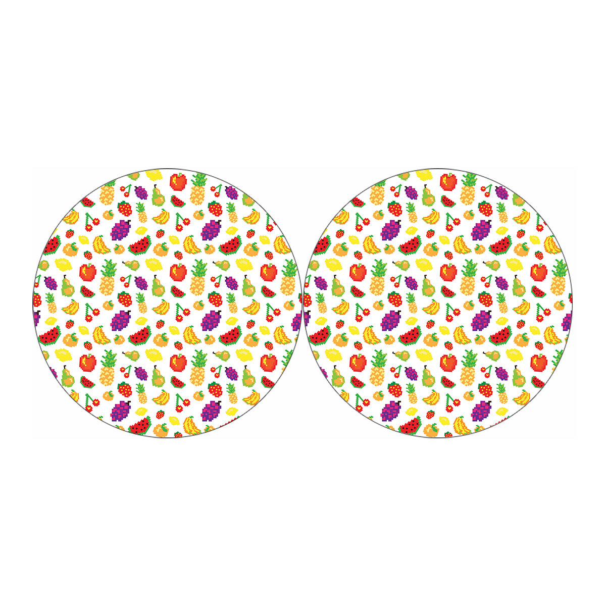Pixel Fruits Pattern Print Car Coasters