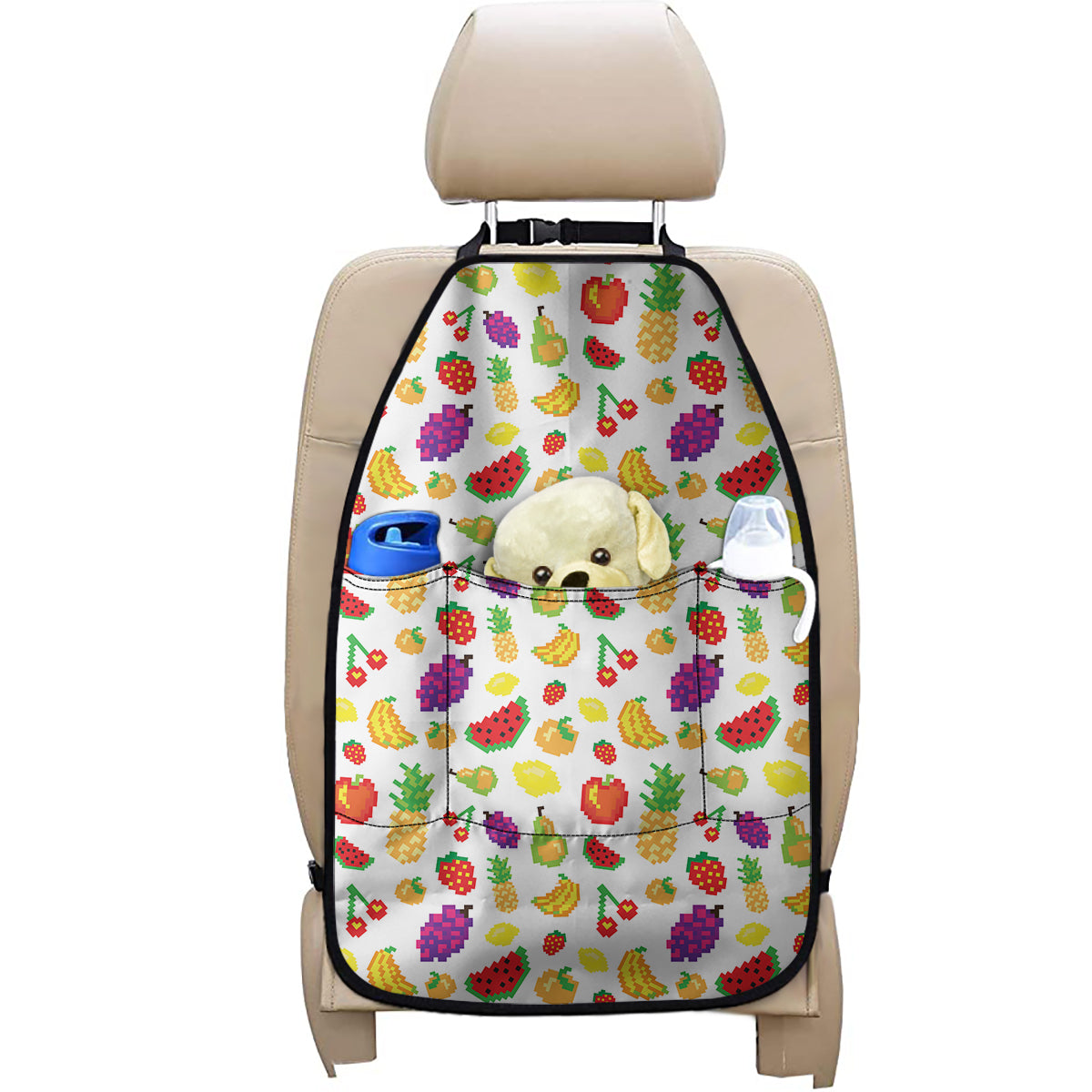 Pixel Fruits Pattern Print Car Seat Organizers
