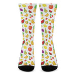 Pixel Fruits Pattern Print Crew Socks