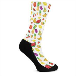 Pixel Fruits Pattern Print Crew Socks