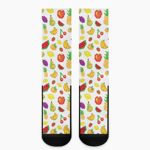 Pixel Fruits Pattern Print Crew Socks