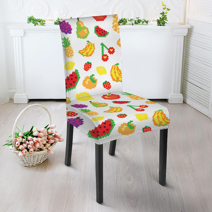 Pixel Fruits Pattern Print Dining Chair Slipcover
