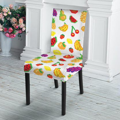 Pixel Fruits Pattern Print Dining Chair Slipcover