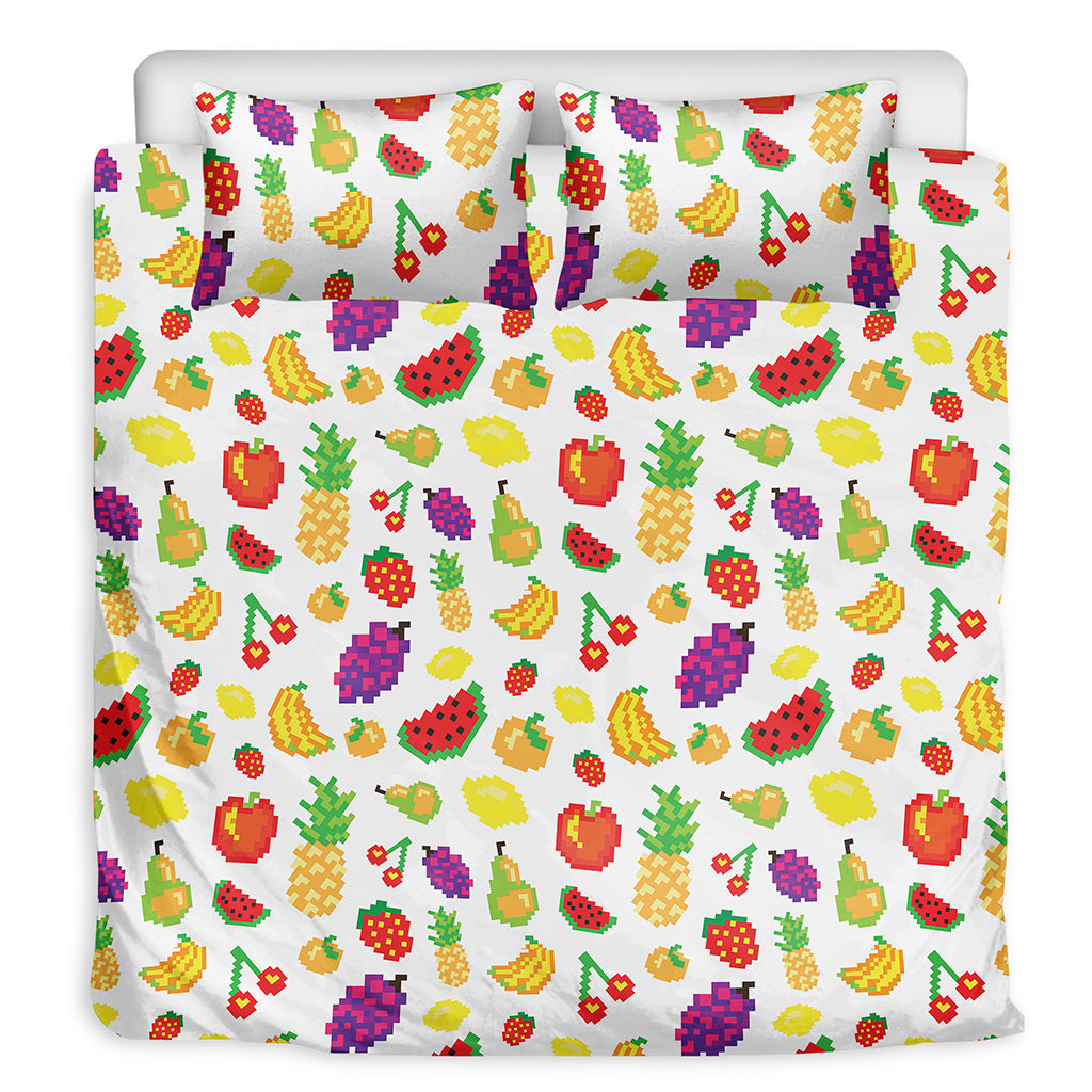 Pixel Fruits Pattern Print Duvet Cover Bedding Set