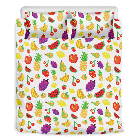 Pixel Fruits Pattern Print Duvet Cover Bedding Set