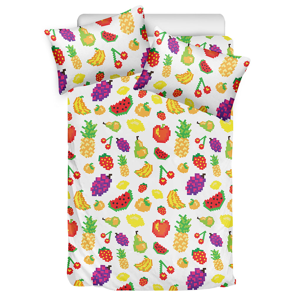 Pixel Fruits Pattern Print Duvet Cover Bedding Set