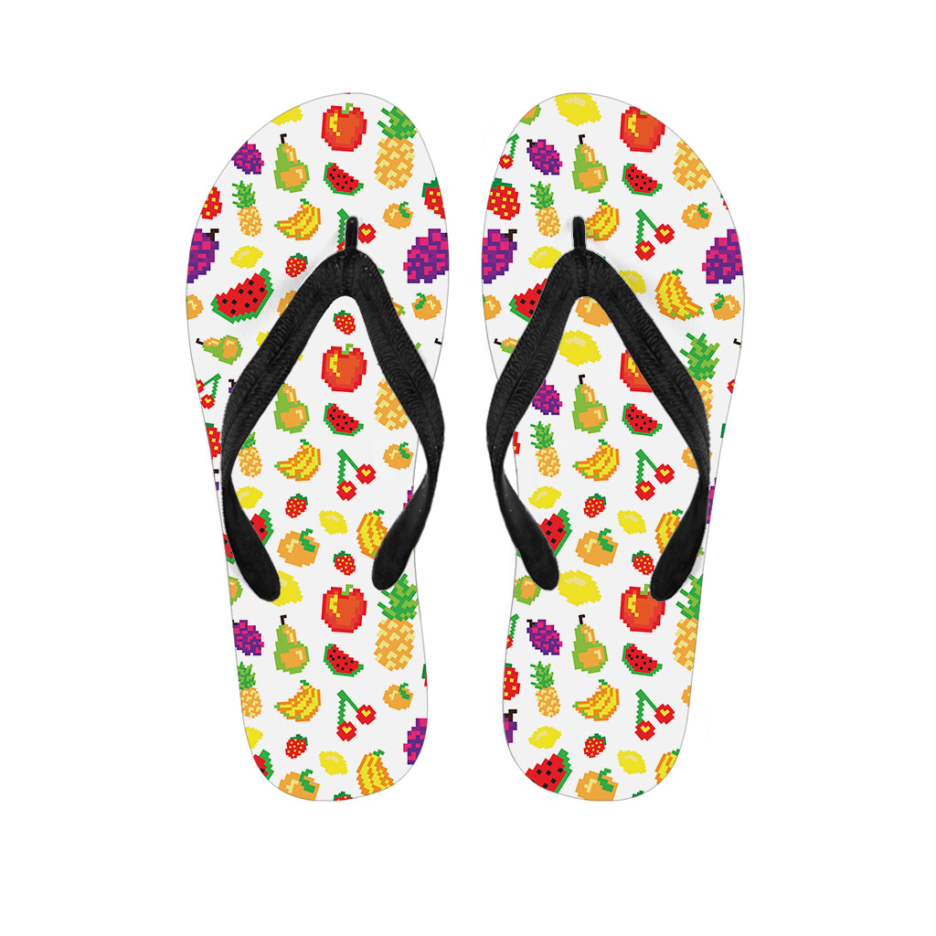 Pixel Fruits Pattern Print Flip Flops