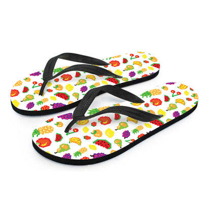 Pixel Fruits Pattern Print Flip Flops