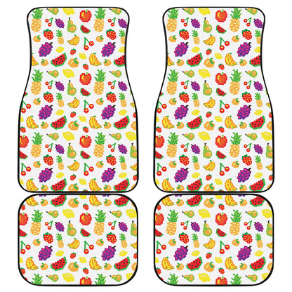 Pixel Fruits Pattern Print Front and Back Car Floor Mats