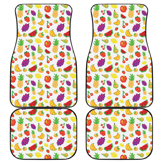 Pixel Fruits Pattern Print Front and Back Car Floor Mats