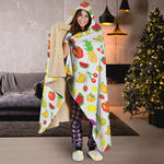 Pixel Fruits Pattern Print Hooded Blanket