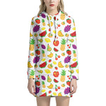 Pixel Fruits Pattern Print Hoodie Dress