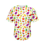 Pixel Fruits Pattern Print Men's Baseball Jersey