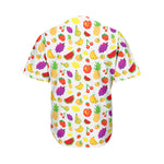 Pixel Fruits Pattern Print Men's Baseball Jersey