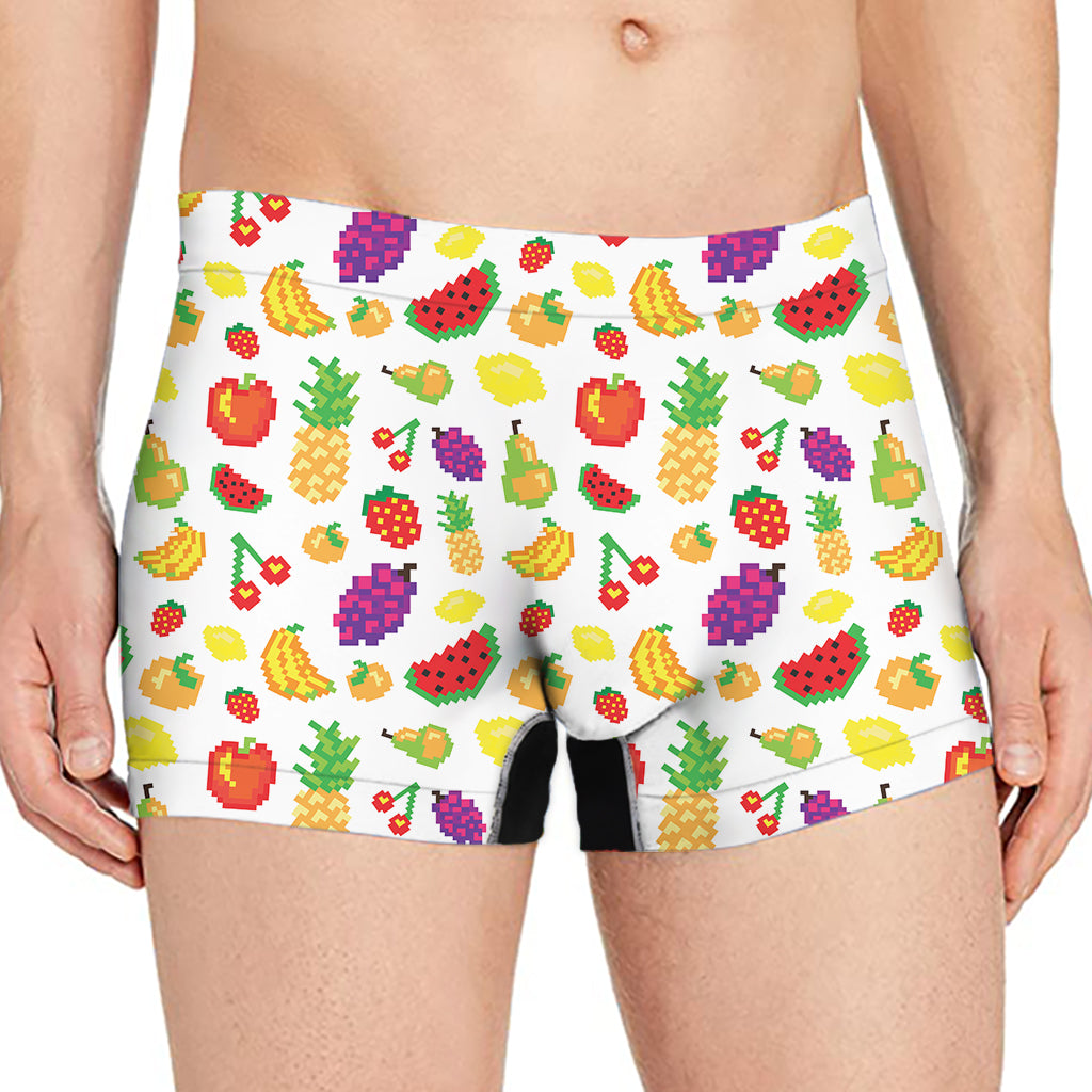 Pixel Fruits Pattern Print Men's Boxer Briefs