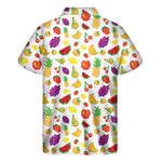 Pixel Fruits Pattern Print Men's Short Sleeve Shirt