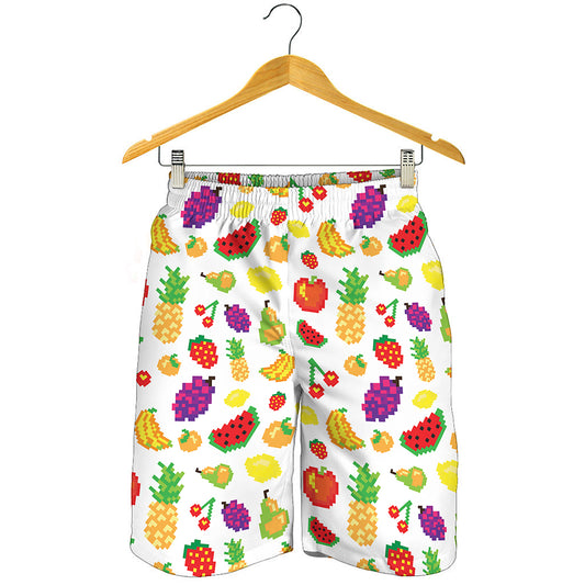 Pixel Fruits Pattern Print Men's Shorts